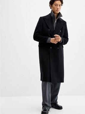 Hunt Club Black Double-Breasted Wool Coat
